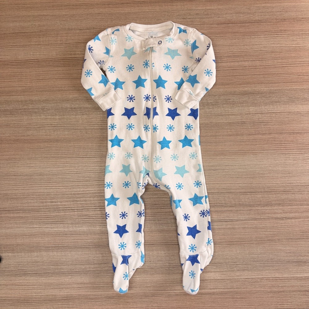 Primary Baby Organic Cotton Footed Romper 6-9M Zippered Star Print Unisex
